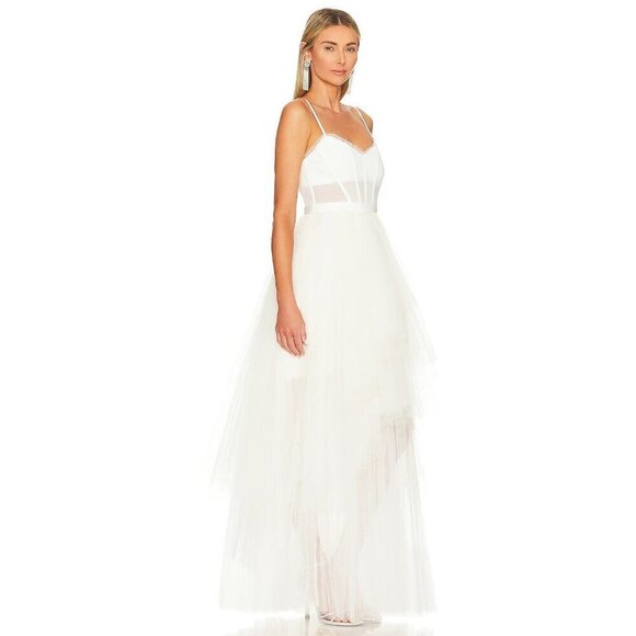 BCBGMAXAZRIA Oly Corset Tulle Gown Gardenia Womens Size 2 - Picture 2 of 9